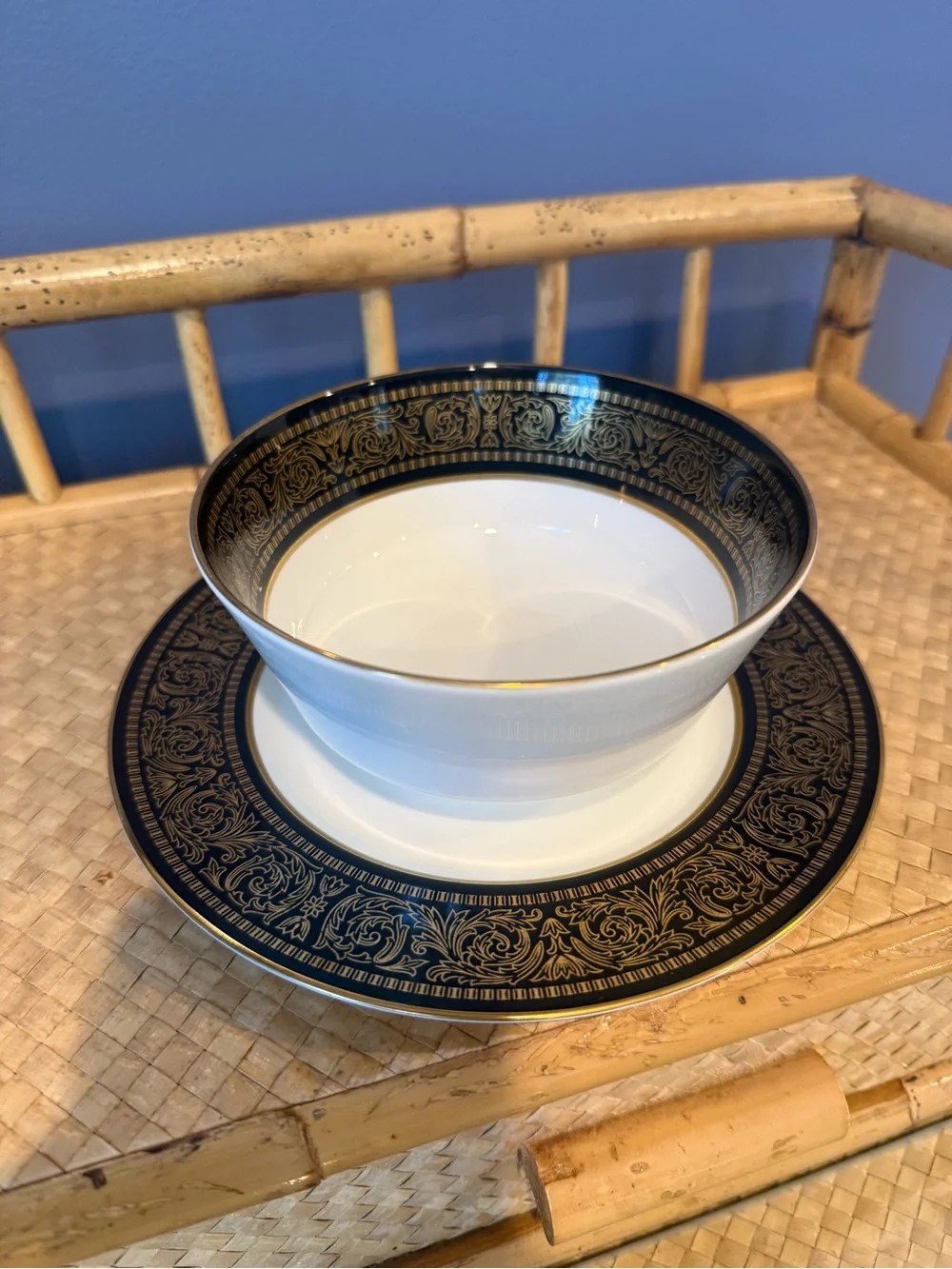 Vintage Mikasa Mount Holyoke Gravy Boat with Attached Plate